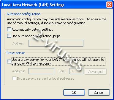 Internet Explorer local area network settings