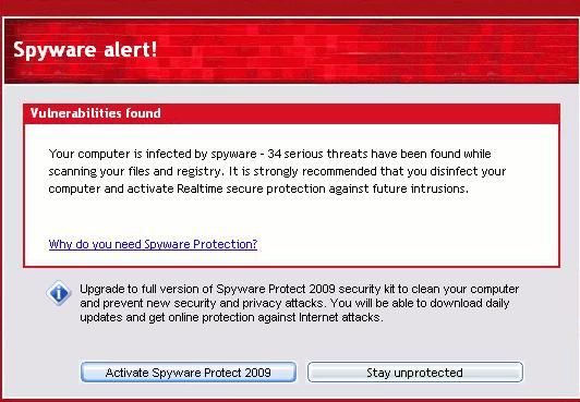 Spyware Protect 2009 Spyware Alert screenshot Spyware Protect 2009 Spyware Alert screenshot