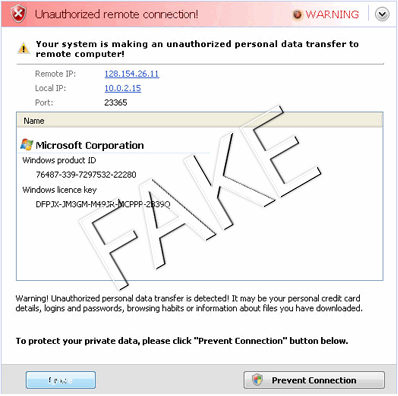 Unauthorized remote connection screenshot Unauthorized remote connection screenshot