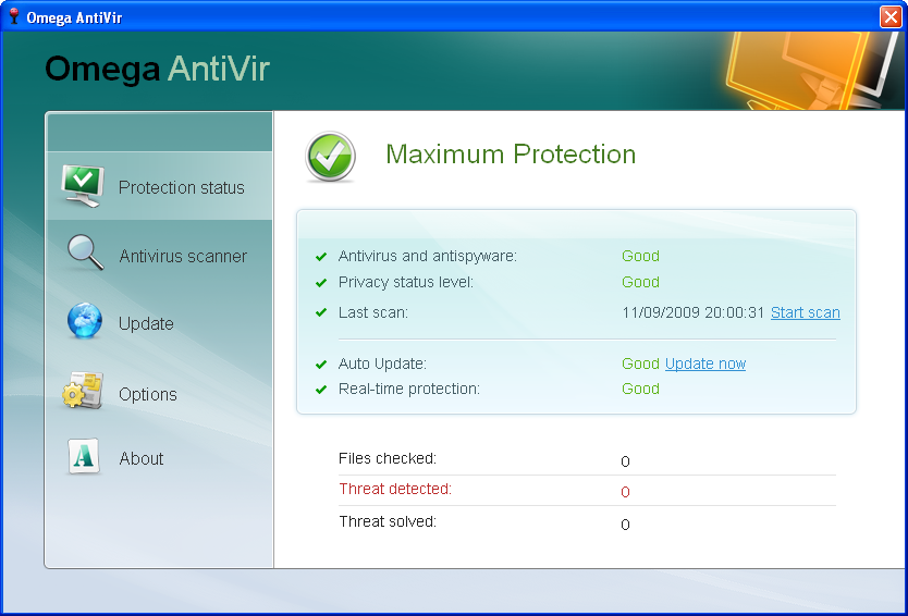 Omega AntiVir screenshot Omega AntiVir screenshot