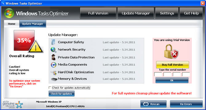Windows Tasks Optimizer screenshot Windows Tasks Optimizer screenshot