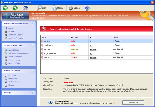 Windows Protection Master screenshot Windows Protection Master screenshot