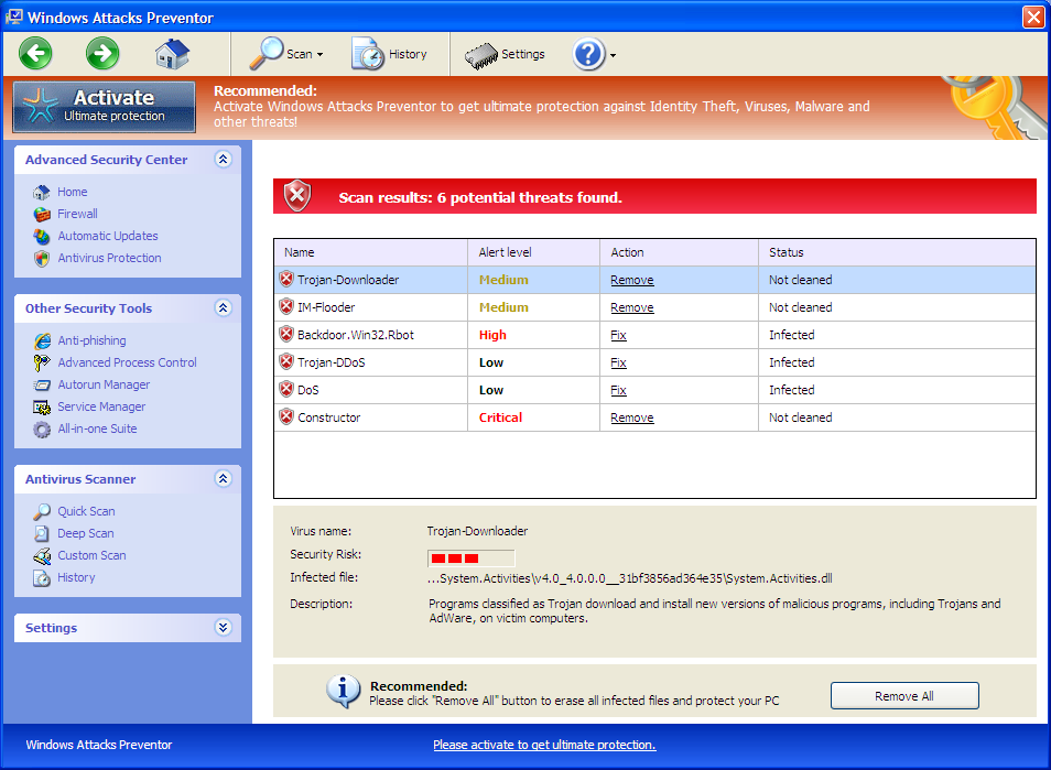 Windows Attacks Preventor screenshot Windows Attacks Preventor screenshot