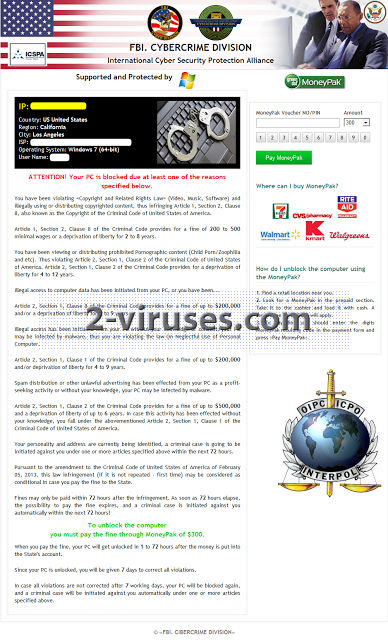 FBI Cybercrime Division virus screenshot FBI Cybercrime Division virus screenshot