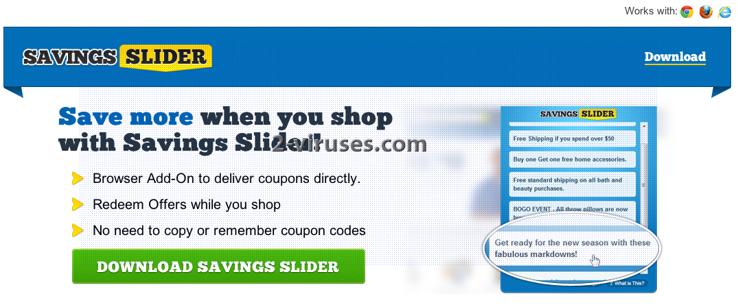 Savings slider coupon