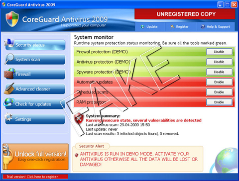 manual uninstall antivirus 2009