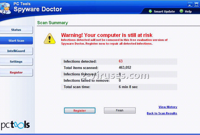 pctools spyware doctor scan results