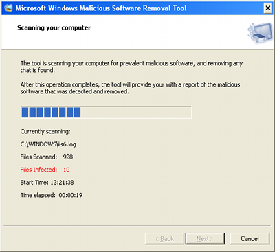 Fake Microsoft Windows Malicious Software Removal Tool