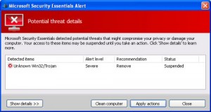 Fake Microsoft Security Essentials Alert Trojan