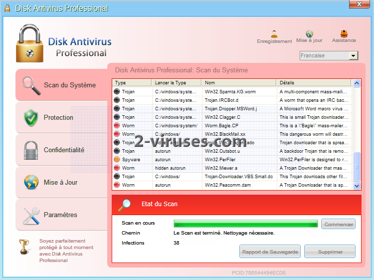 eliminación de software espía de disk antivirus professional