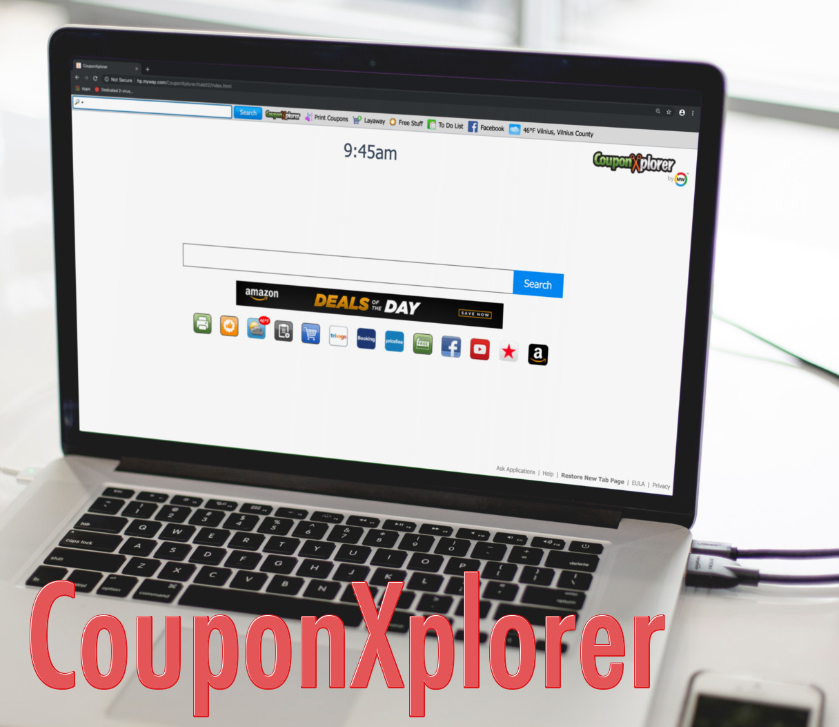"CouponXplorer" home/new tab page