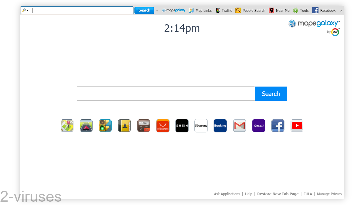 MapsGalaxy home page with its search box.