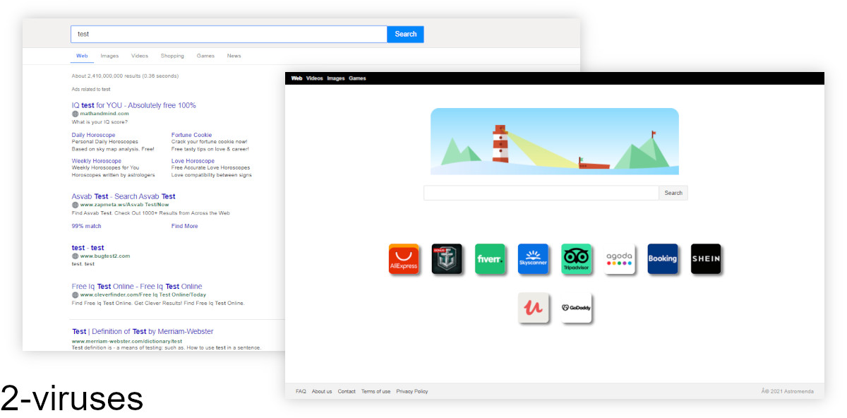 Astromenda.com and its search results.