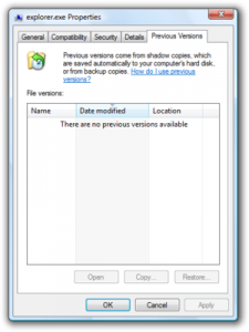 native Windows Previous Versions