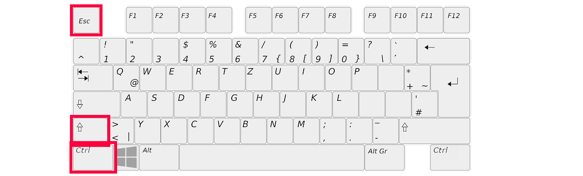 Press Ctrl Shift and Esc.