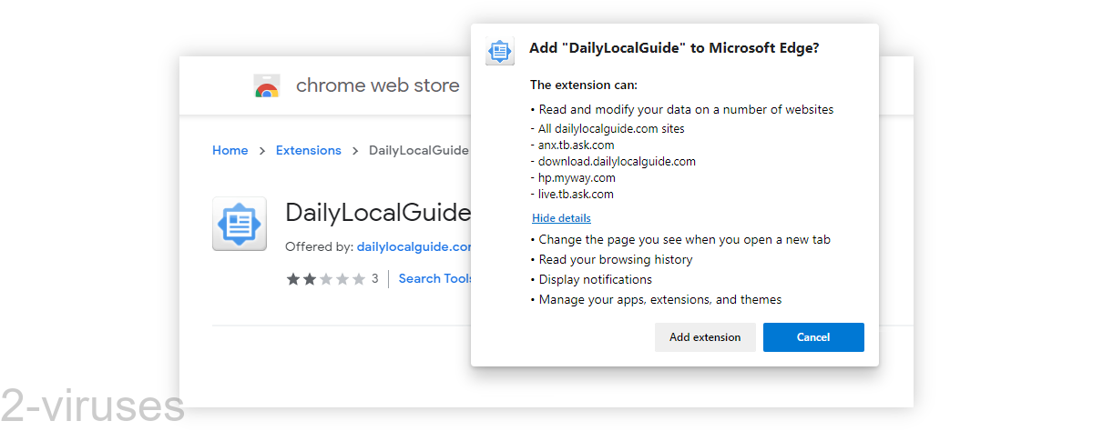 DailyLocalGuide's extension takes over the default home page.