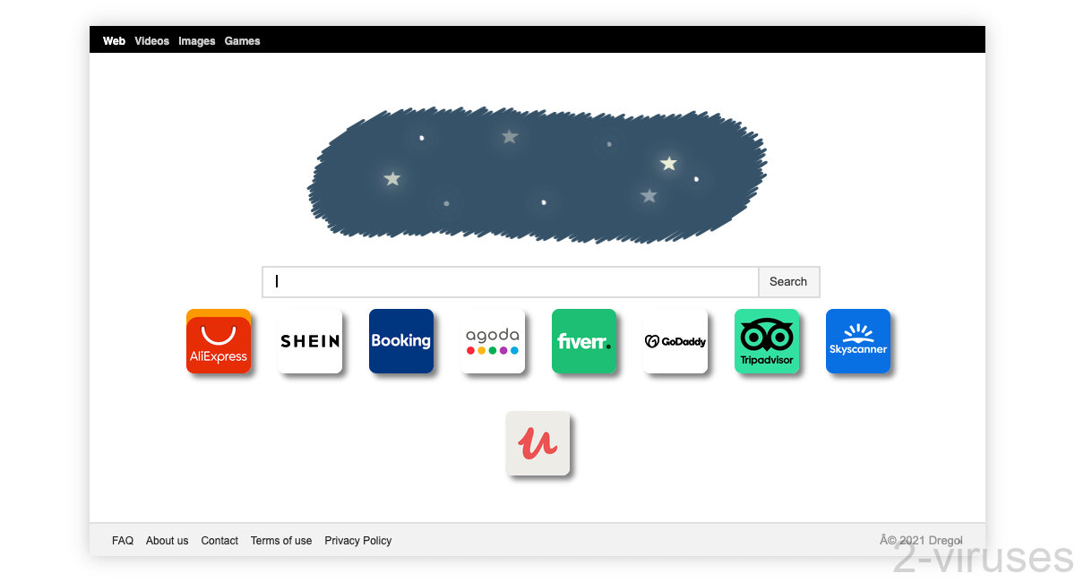 Dregol.com's new tab page has a few sponsored links.