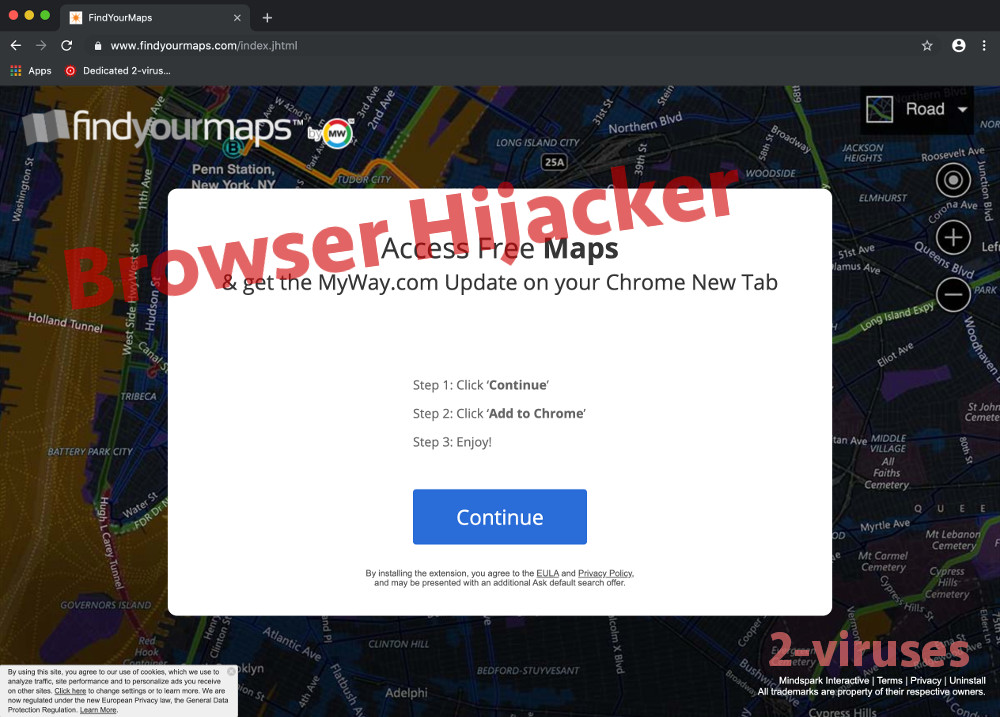 FindYourMaps browser hijacker, the extensions's installation page