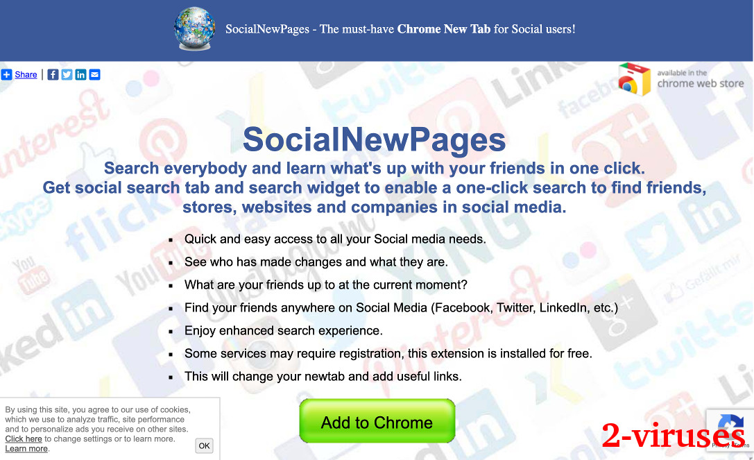 The installation page of socialnewpages