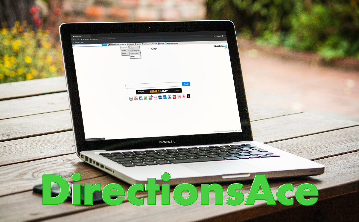 "DirectionsAce", the new tab page on a laptop screen