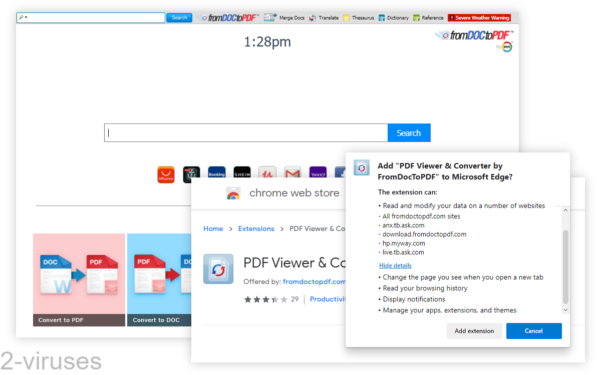 FromDocToPDF asks to change your new tab page.