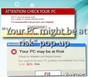 Your Computer May be at Risk Pop-up