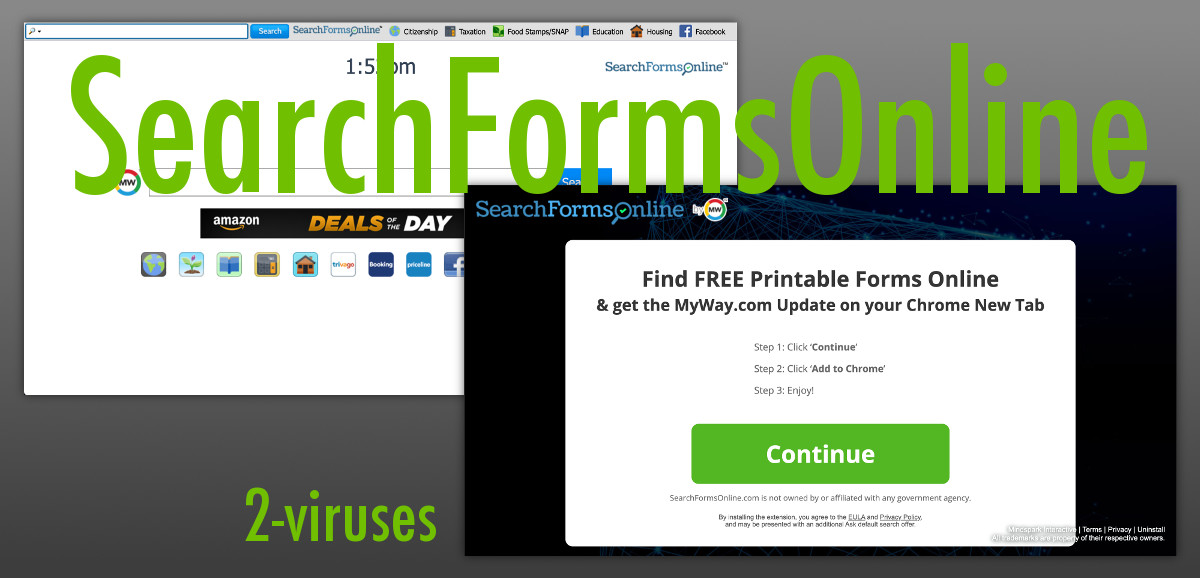 "SearchFormsOnline", the home page, the installation page
