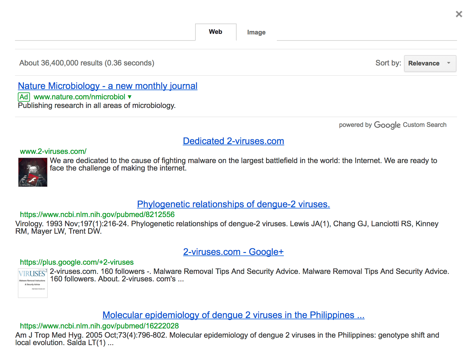 Scangoogle.ru virus results