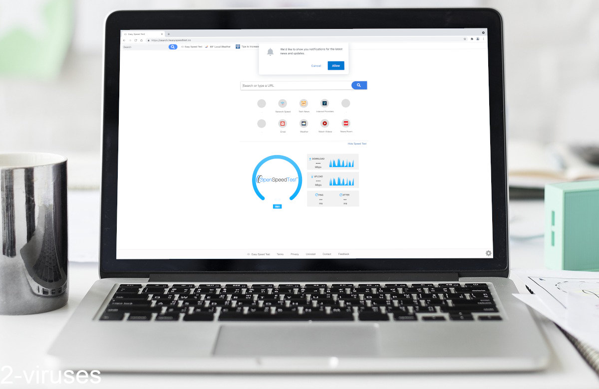 Search.heasyspeedtest.co on a laptop screen.