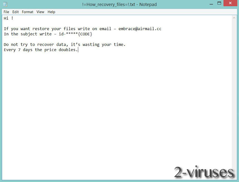 Embrace virus ransom note