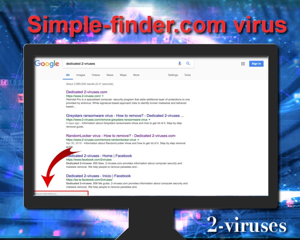 Simplefinder virus browser hijacker