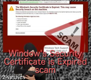 Window’s Security Certificate is Expired scam