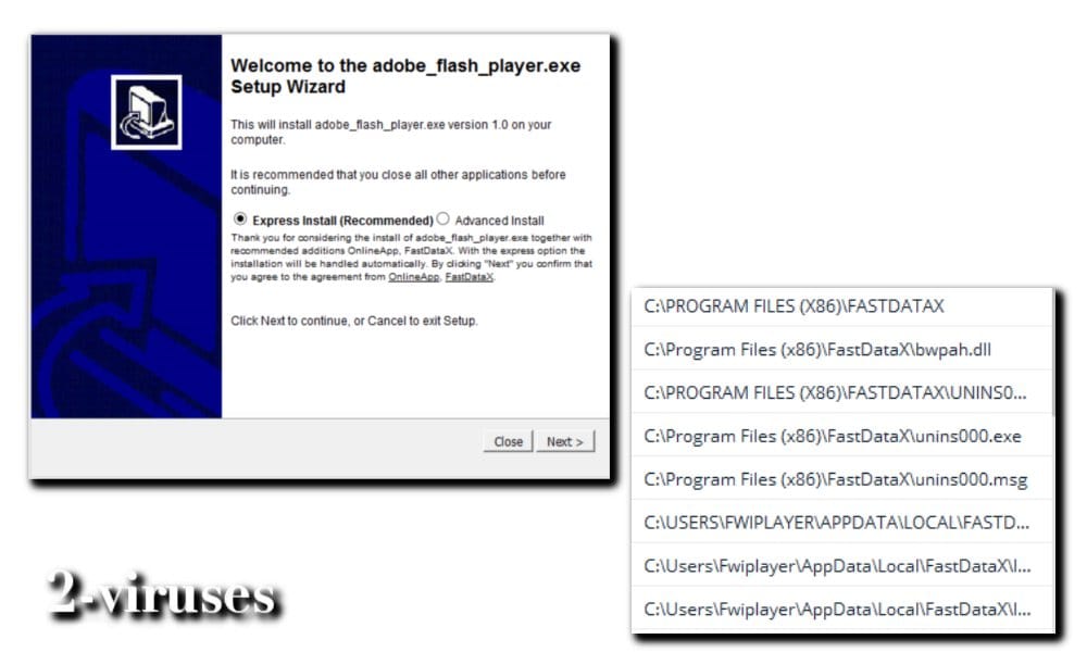 FastdataX adware install screenshots