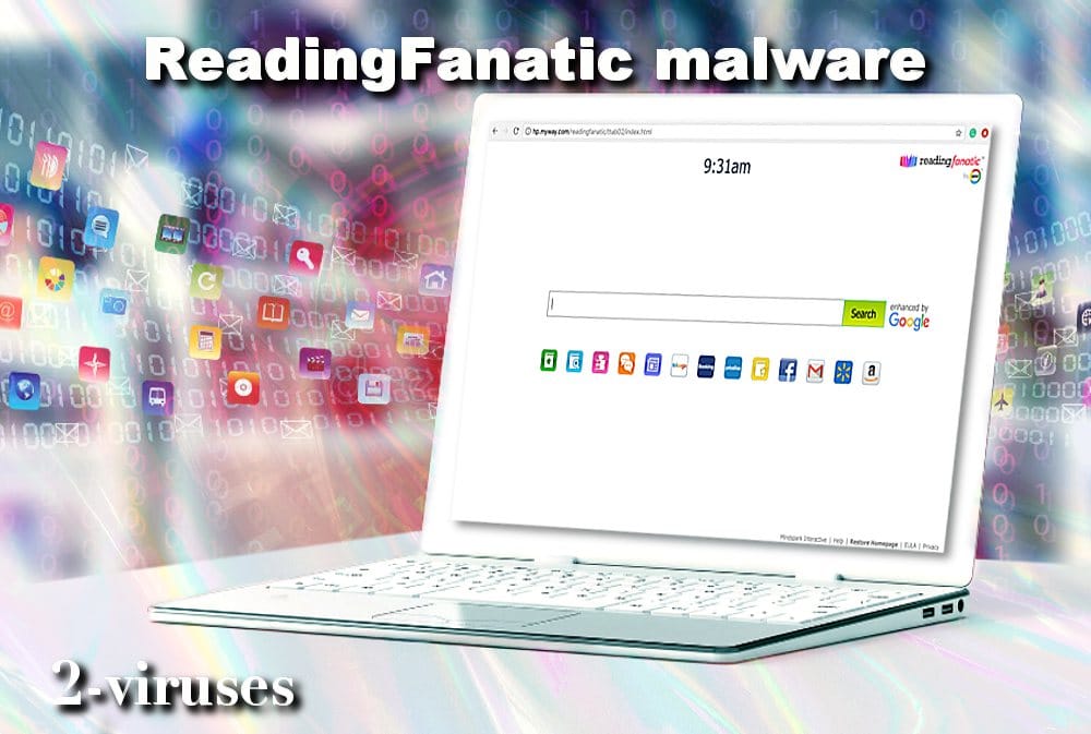 readingfanatic virus hijaking main screen