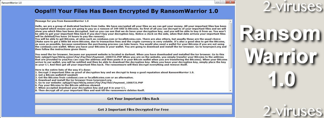 RansomWarrior 1.0 removal