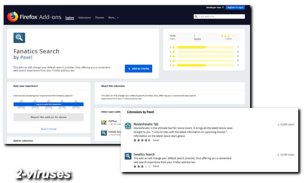 fanatics search virus addon page
