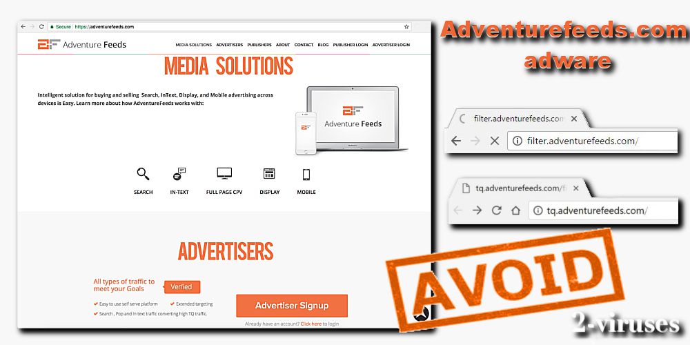 adventurefeeds.com adware virus redirects