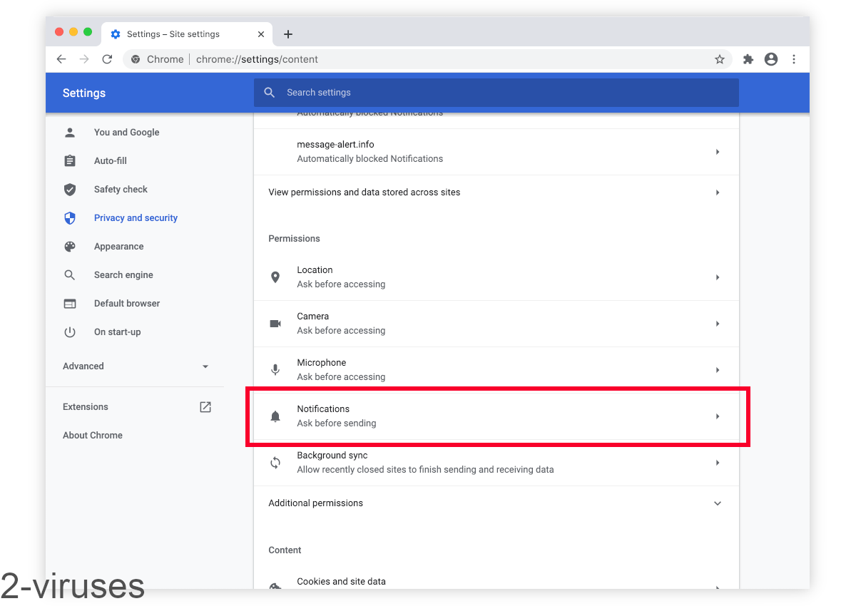 Scroll down to Notifications and click on it.