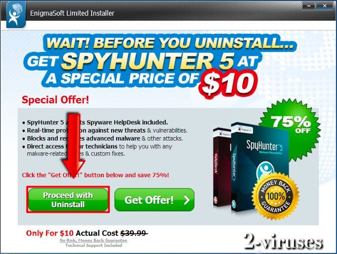 Spyhunter removal step 6 proceed with uninstall