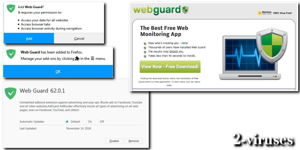 amousinded.info pop-up redirect to web guard adware extension