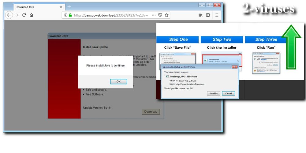 fake java installer with install core pup virus