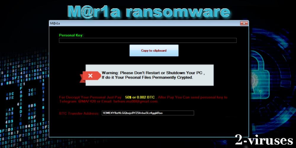 M@r1a ransomware ransom note 