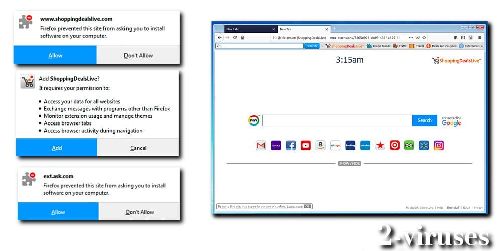 shoppingdealslive and ask extension installation from codeprogressee.info redirect