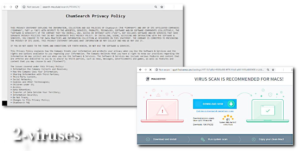 Search-me.club virus privacy policy and redirect to mackeeper