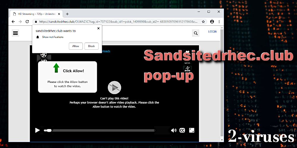 Sandsitedrhec.club pop-up virus page