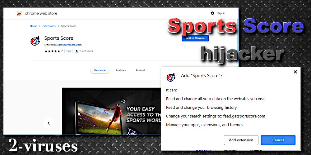 sports score browser hijacker Chrome extension