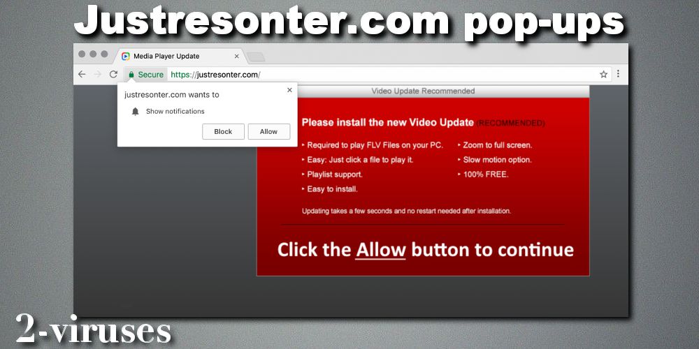 Justresonter.com pop-ups and notifications