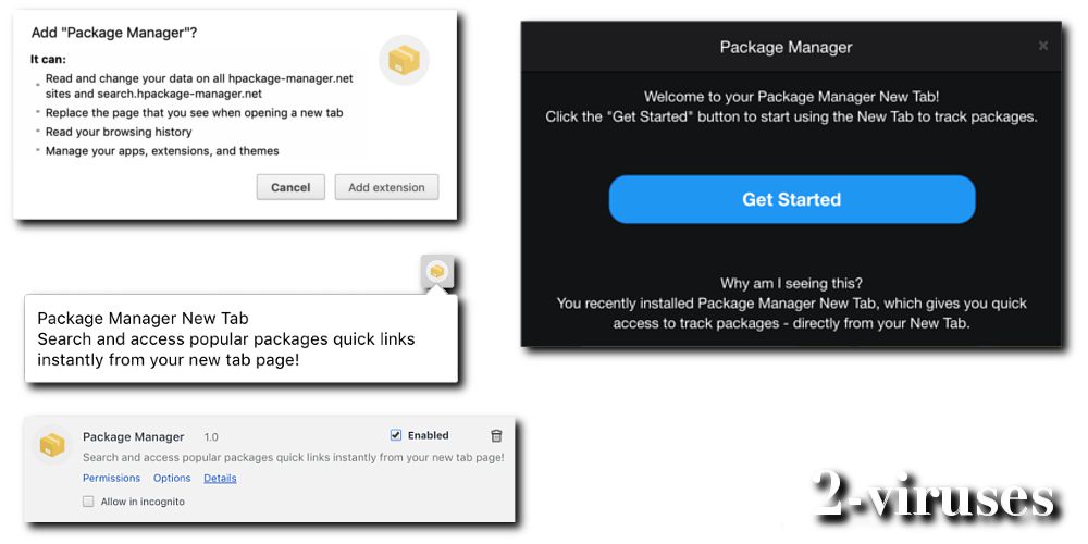 Package manager browser hijacker extension for Chrome removal