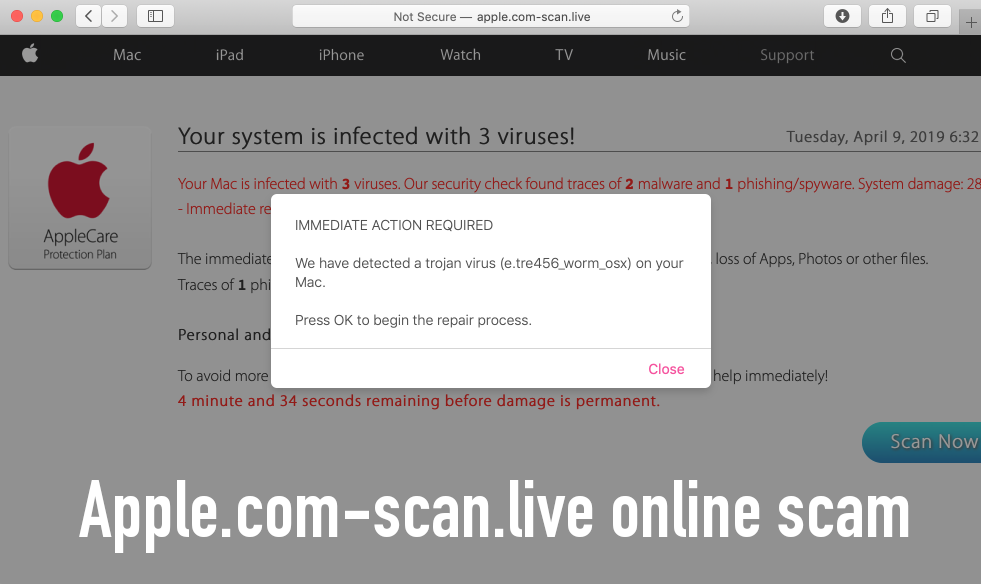 Apple.com-scan.live online scam removal
