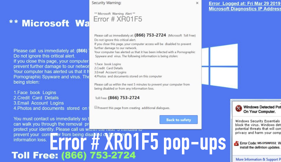 Error # XR01F5 pop-ups removal